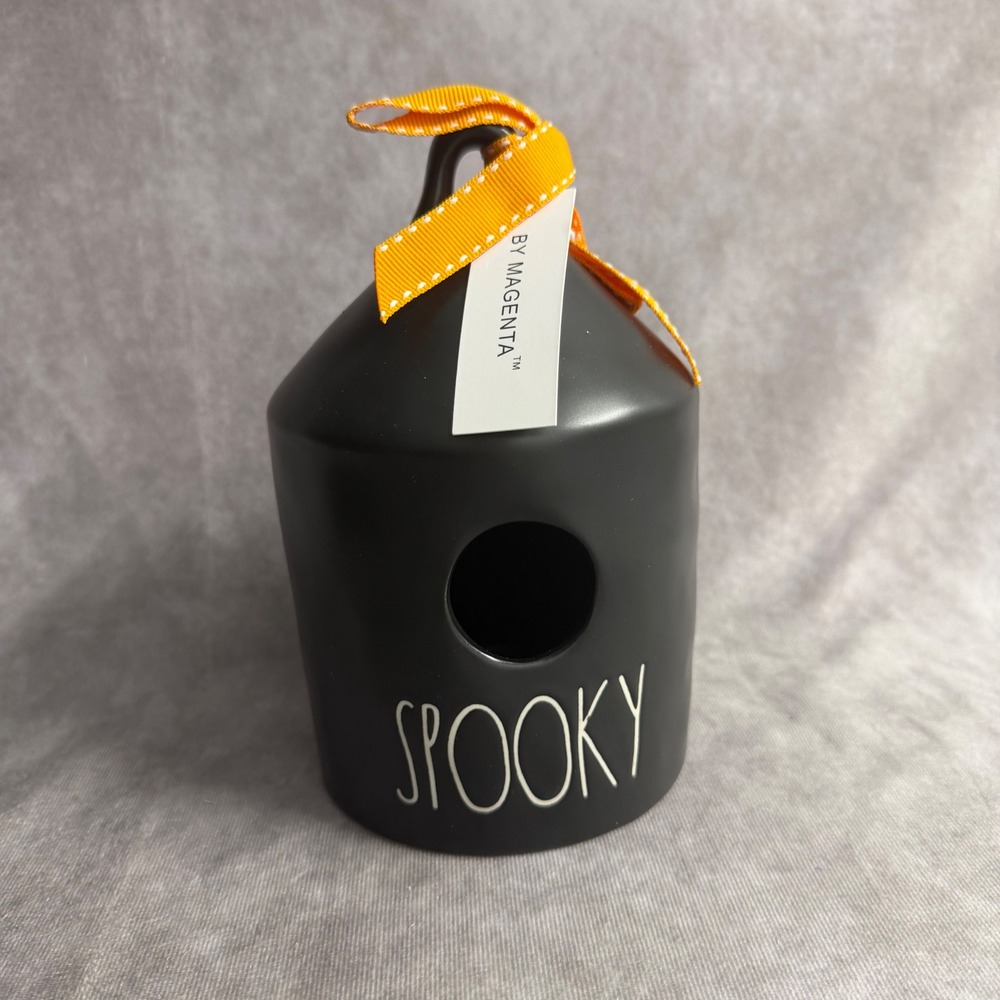 Rae Dunn Spooky Birdhouse Home Decor Matte Black Ceramic Halloween Accent